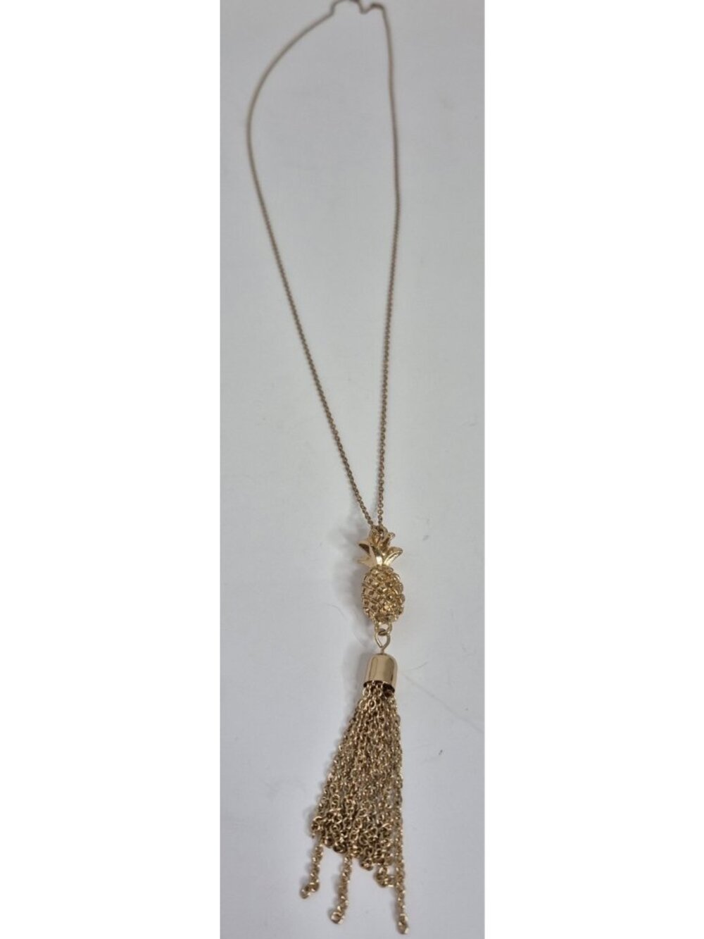 Vintage Goldtone Pineapple With Tassels Necklace 36"